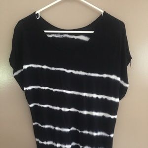 Navy blue and white tie dye top